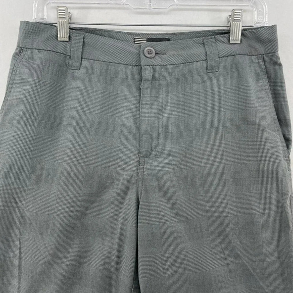 O'Neill Chino Shorts Mens Sz 29 Gray Plaid Slash Pockets Zip Houndstooth Midrise - Picture 7 of 11
